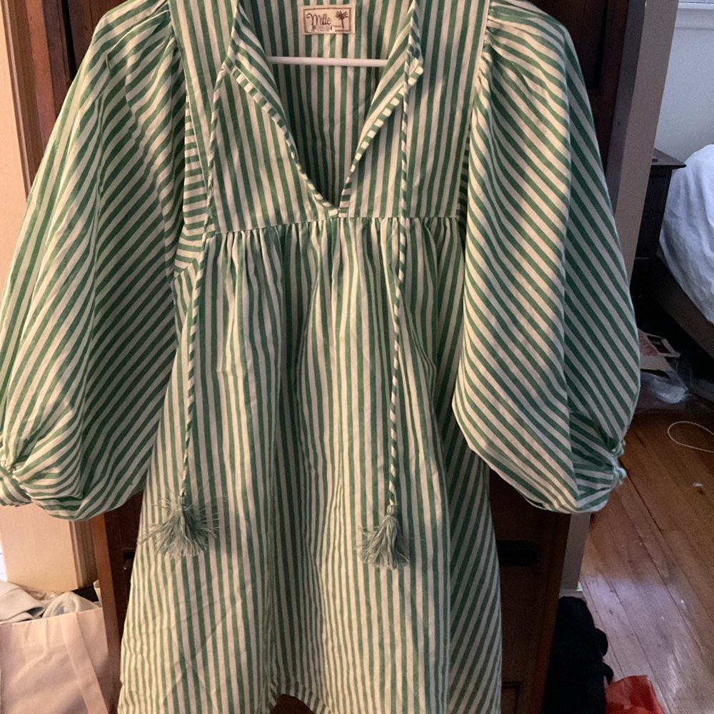 Mille green stripe Daisy dress